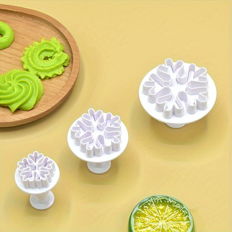 Set of Christmas Snowflake Cookie Cutters Plastic Holiday Baking and Decorating