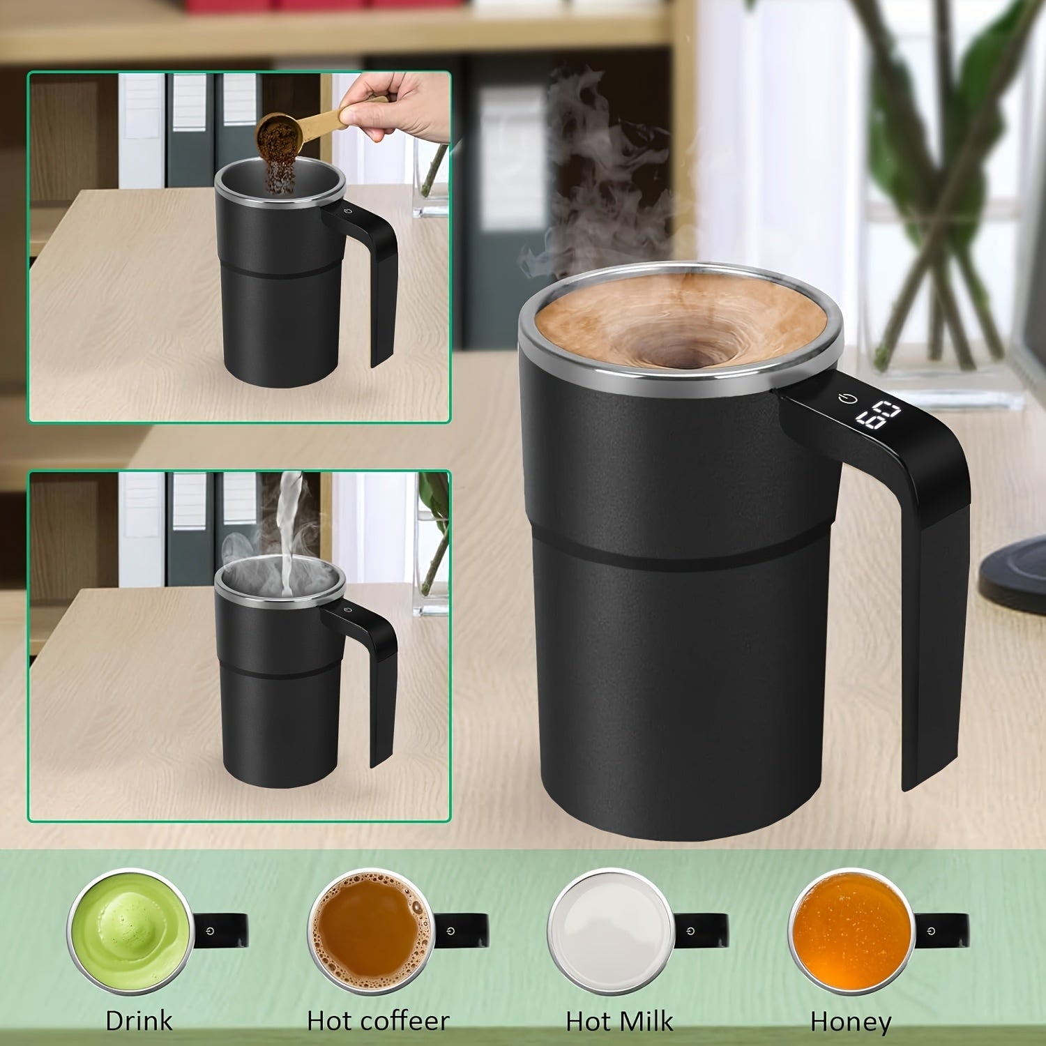 Electric Coffee Stirring Cup USB Rechargeable Magnetic Mixer ABS Material Lithium Polymer Battery