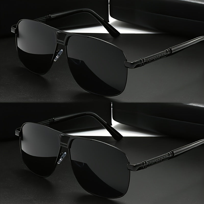 Polarized Driving Sunglasses Set for Men and Women Large Metal Sun Shades for Outdoor Activities