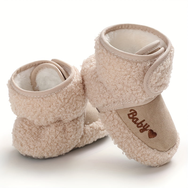 Baby Boys and Girls Winter Fabric Ankle Boots with Hook and Loop Fastener