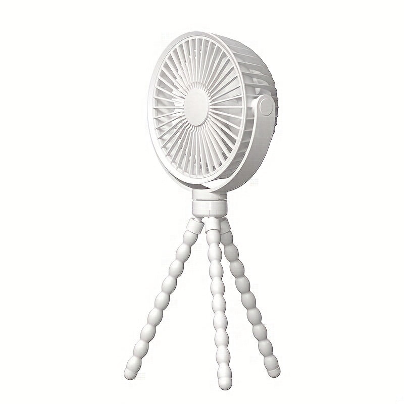 Portable USB Rechargeable Fan with Tripod Stand and High-Velocity Base