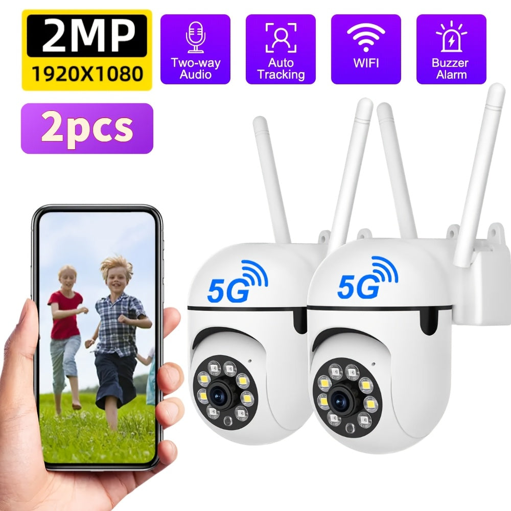 White 2-Pack Full HD 1080P Wireless IP Security Camera with Night Vision WiFi Motion Detection and Remote Monitoring