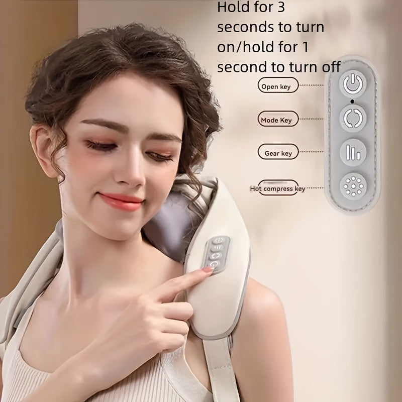 USB orqali zaryadlanadigan chuqur to'qima massajchisi, bo'yin, orqa, yelka va oyoqlar uchun issiqlik bilan - erkaklar va ayollar uchun ergonomik dizayn - mukammal dam olish sovg'asi