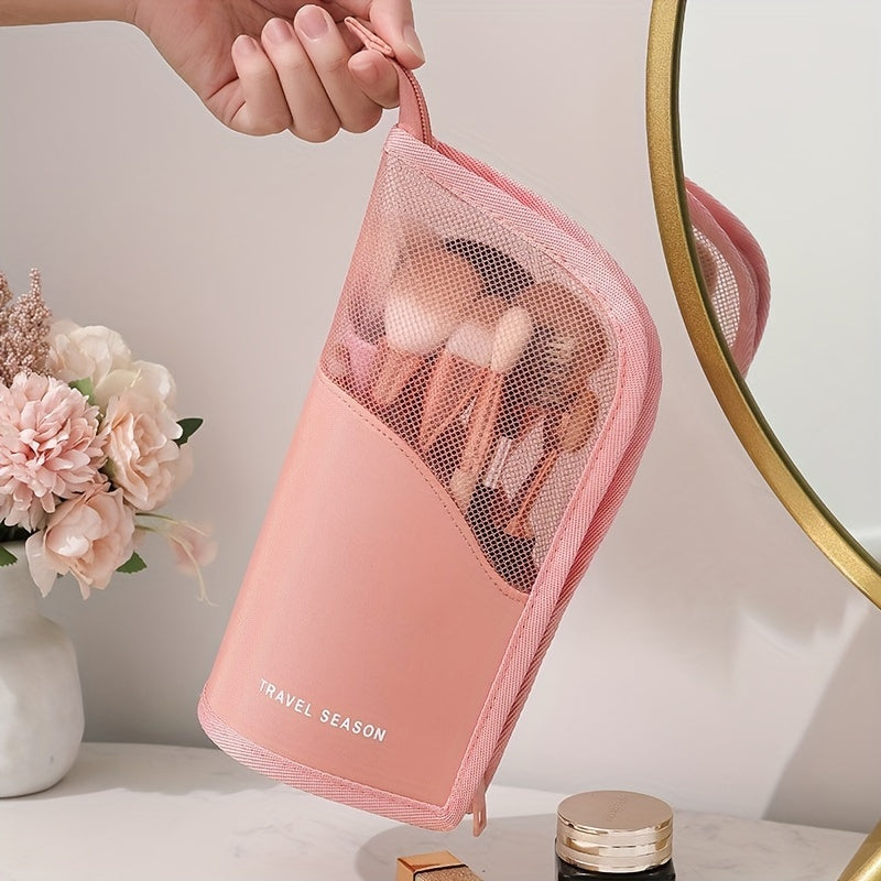 Bolsa cosmética impermeable con almacenamiento para brochas de maquillaje de viaje y diseño transparente