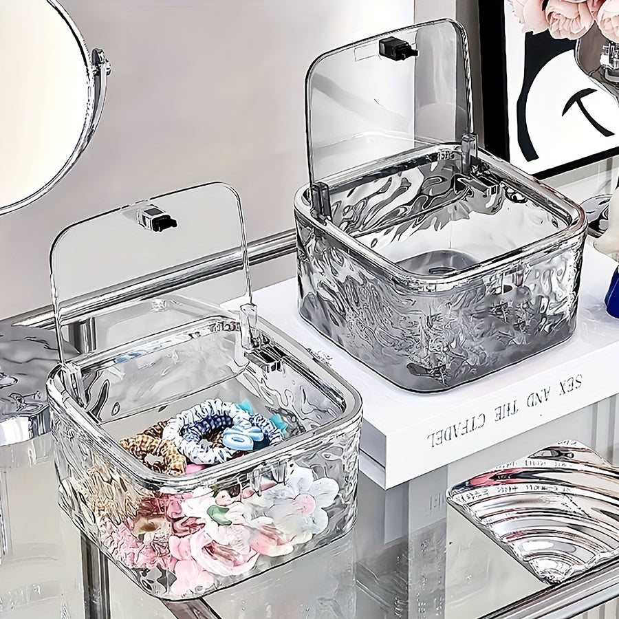 Acrylic Hair Accessory Organizer with Lid for Bows, Hairbands, Pins and Swabs Storage