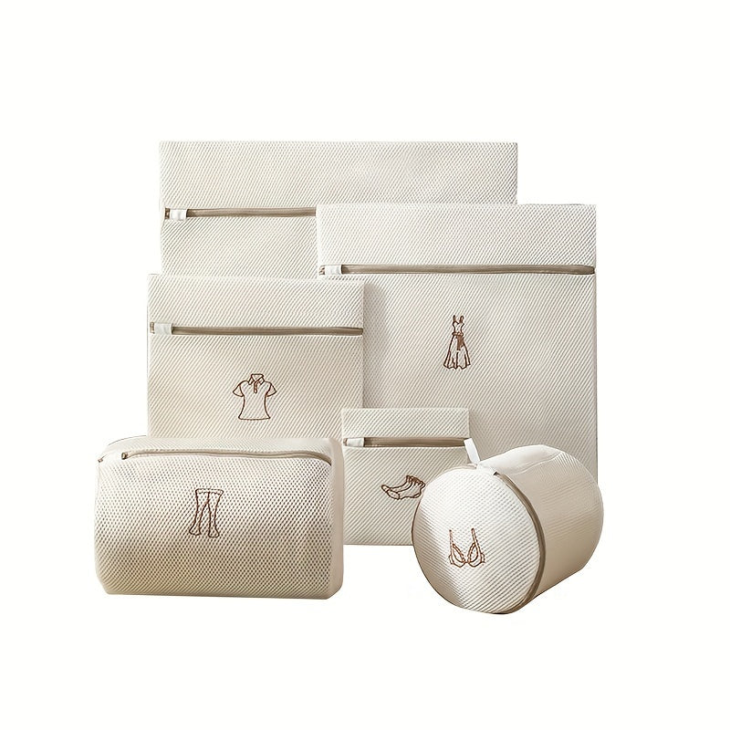 Juego de 6 bolsas de lavandería de lujo para delicados, protección de doble capa, cierre con cremallera, poliéster duradero