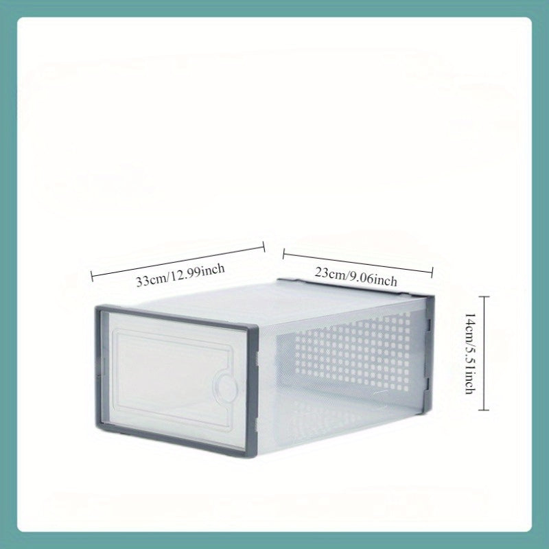 Foldable Transparent Plastic Storage Boxes with Round Holes for Shoe Organization