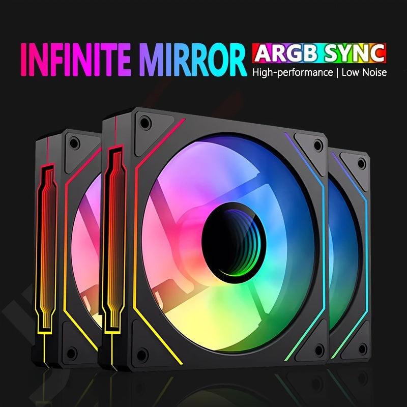 ARGB Infinity Mirror PC Cooling Fan 12cm High-Speed Low-Noise Gaming Case Fan