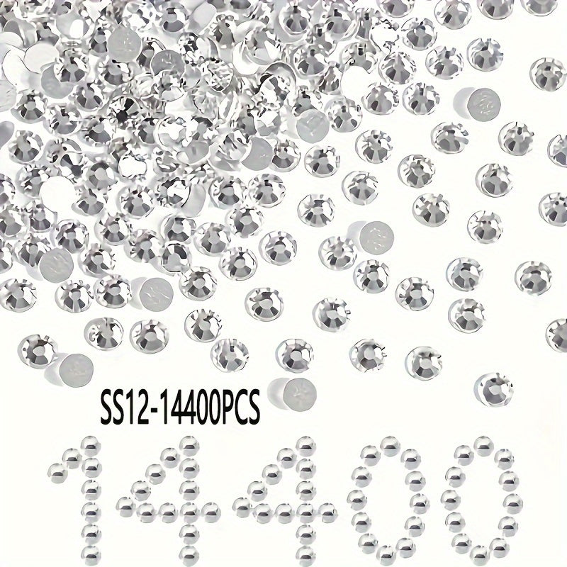 14400 Shisha Kristalli Flatback Rhinestones uchun Tirnoq San'ati, kiyim-kechak, poyabzal, sumkalar SS3 dan SS34 gacha