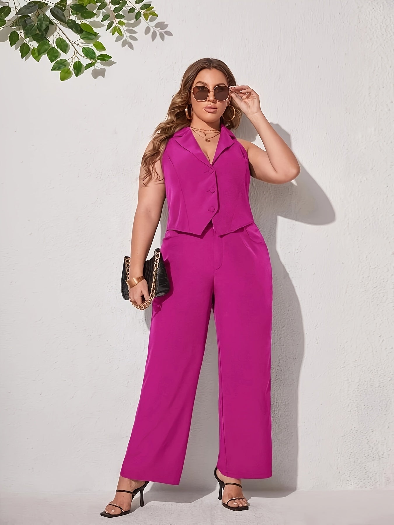 Women Vest Suit Jacket and Flare Pants Set Black or Gray Office Wear