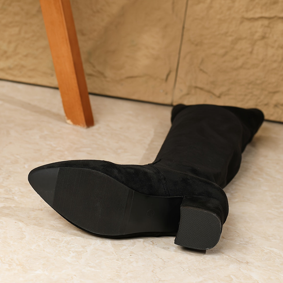 Women's Solid Color Chunky Heel Over The Knee Boots Dress Shoes