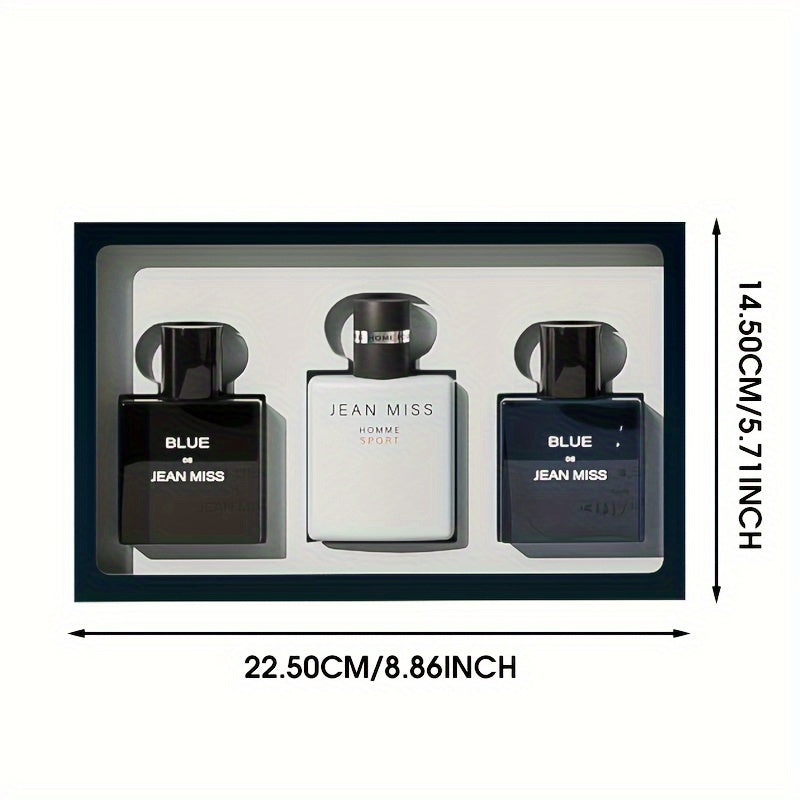 Men's Perfume Set with Blue Cologne and Woody Fragrance in Gift Box