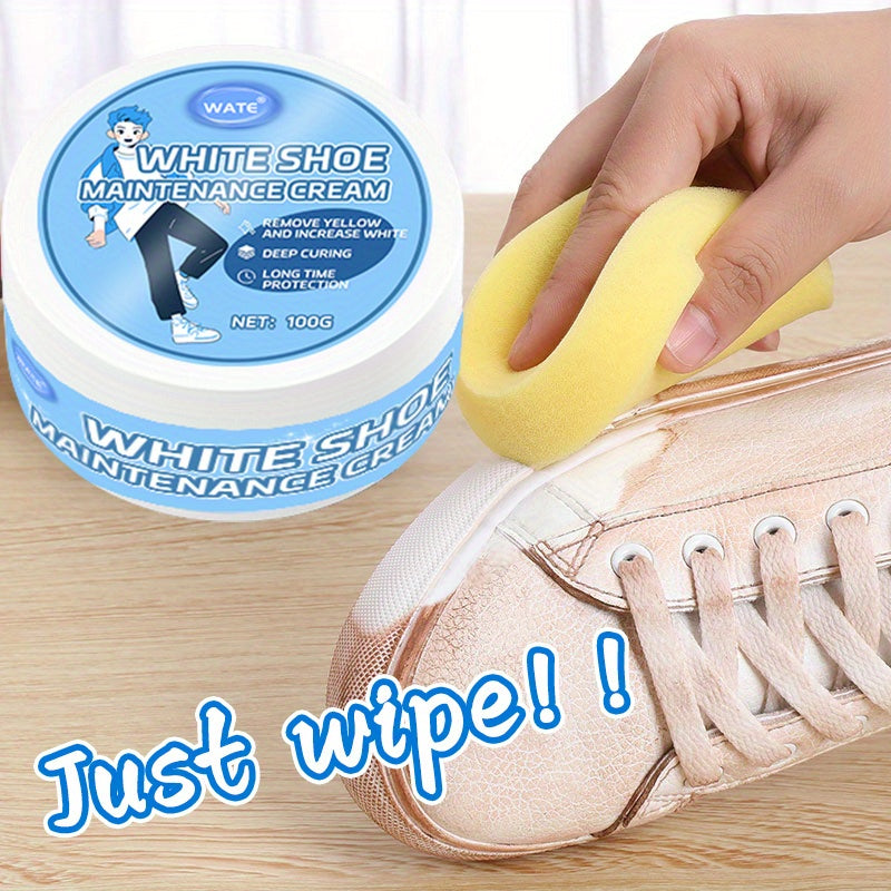 White Synthetic Leather Shoe and Furniture Care Cream for Shine Restoration
