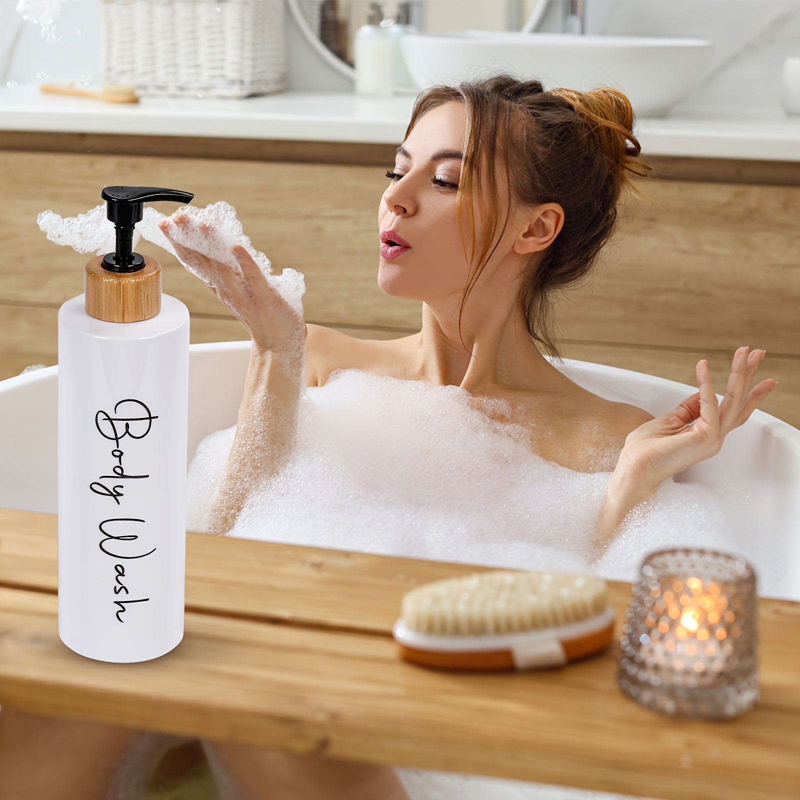 3-Piece Black and White Shampoo and Conditioner Dispenser Set 27 oz Refillable Pump Bottles