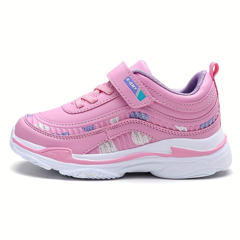 Kids Girls Solid Canvas Sneakers with Non-Slip Soft Sole and Hook and Loop Fastener