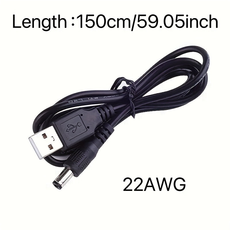 1.5m USB 2.0 Type-A to DC55X21 Fast Charging Cable Durable PVC Black