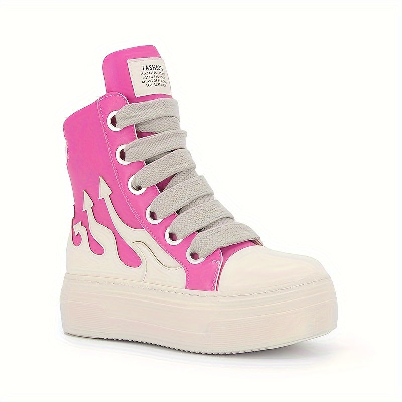 Women's Faux Leather Ankle Boots with Platform and Rubber Sole