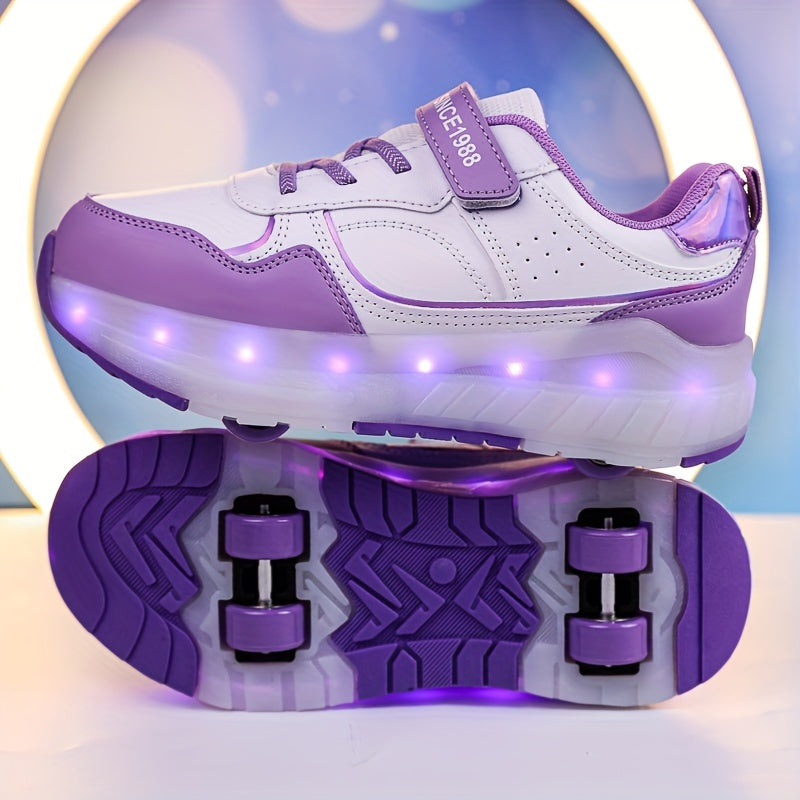 Kids' LED Roller Skating Shoes for Boys and Girls USB Chargeable Wear-Resistant All-Season