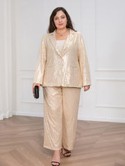 Women's Sequined Long Sleeve Suit Set for Parties and Events