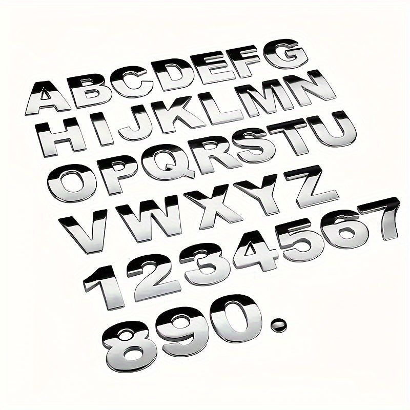 3D Metal Alphanumeric Car Sticker Reflective Silver Durable Body Accent