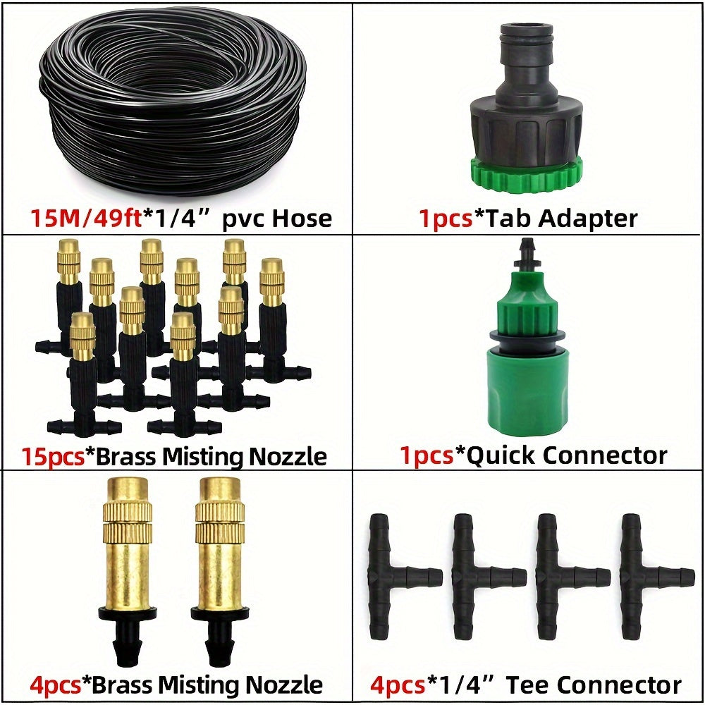 Уличная система охлаждения с туманом длиной 5M-30M с латунными распылителями для полива сада и патио