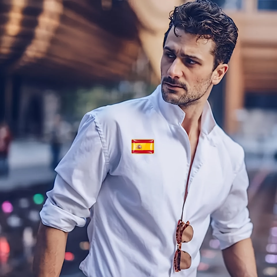 Set of 20 Spanish Flag Alloy Lapel Pins Square National Emblem Brooches for Jackets Backpacks Accessories