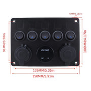 5 Sets Rocker Switch Panels with USB and Volt Meter for RVs Boats Trucks