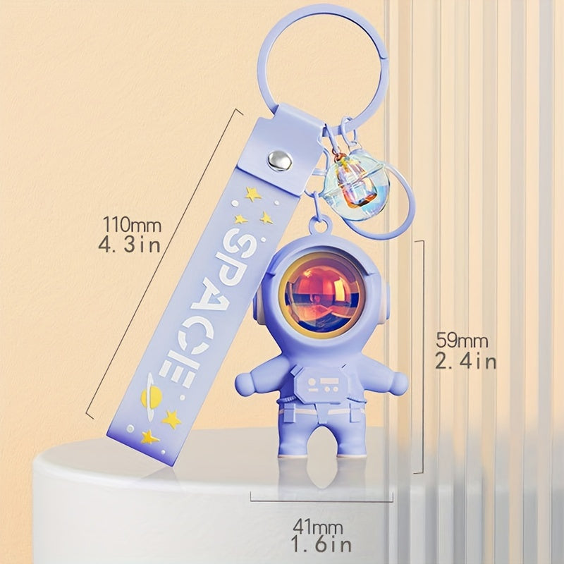 Space Astronaut Keychain for Car Keys Pendant with Sunset Light Woman Jewelry