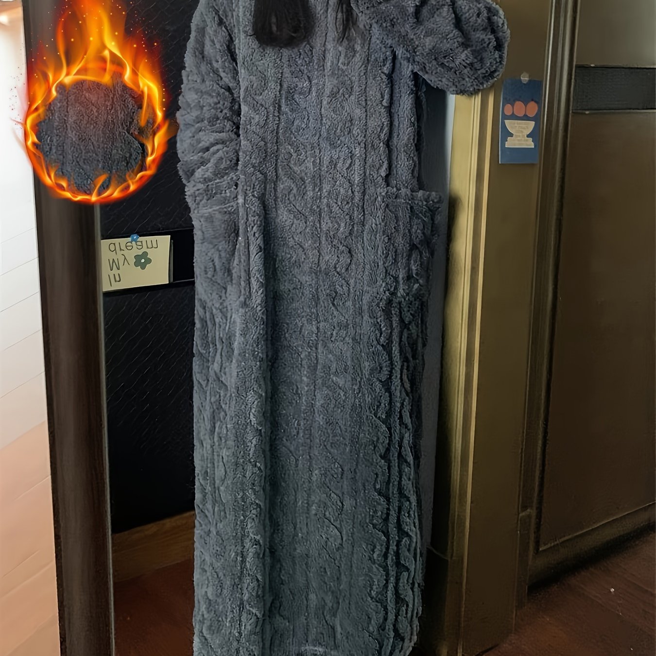 Vestido de talla grande para mujer cálido de manga larga para invierno, mono sobre la rodilla