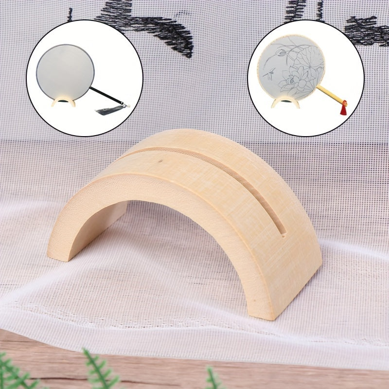 Bamboo Fan Stand with Wooden Holder for Home and Office Decor