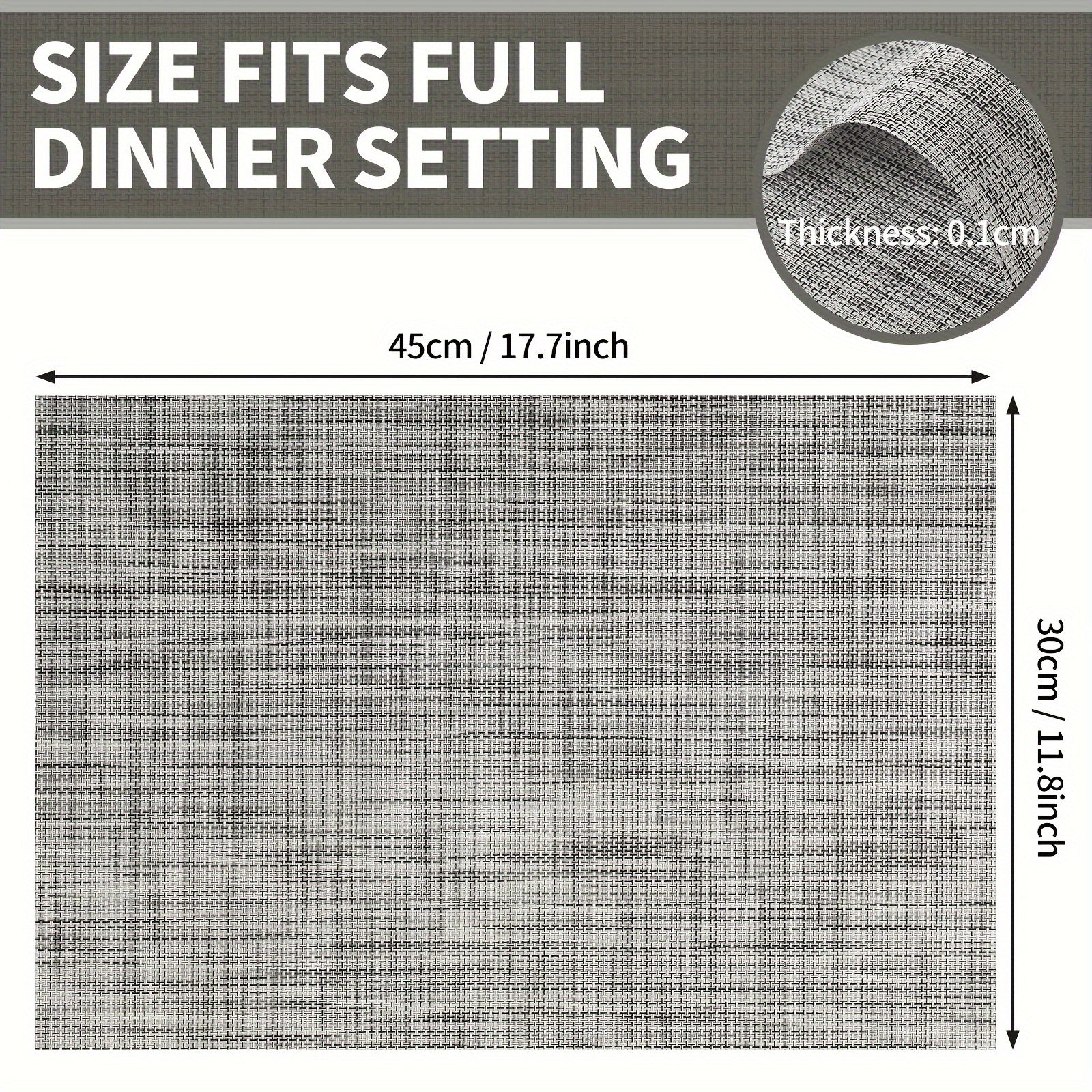 8-Pack Washable PVC Square Placemats Indoor Outdoor Bright Finish