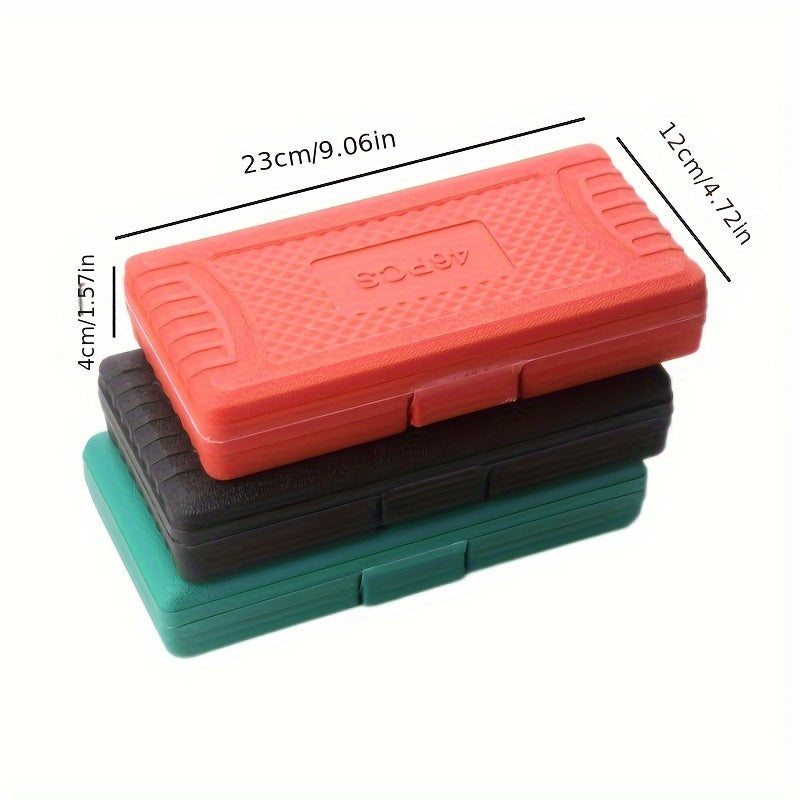 46-Piece Stainless Steel Multi-Function Tool Kit With Red Case For Auto And Bicycle Repair