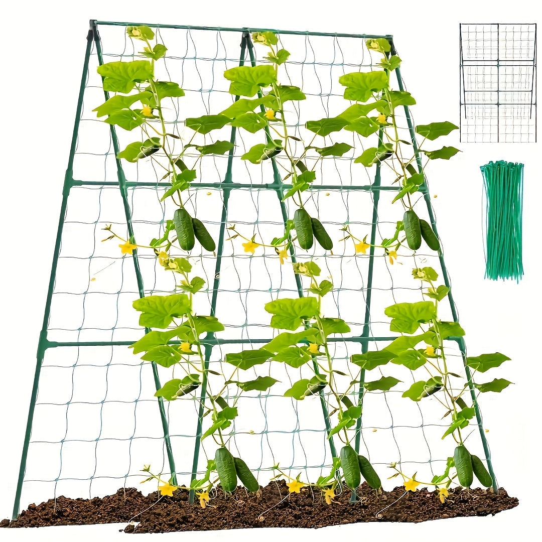 Set of 2 PVC Garden Trellis Netting for Vines and Blooms, Weatherproof