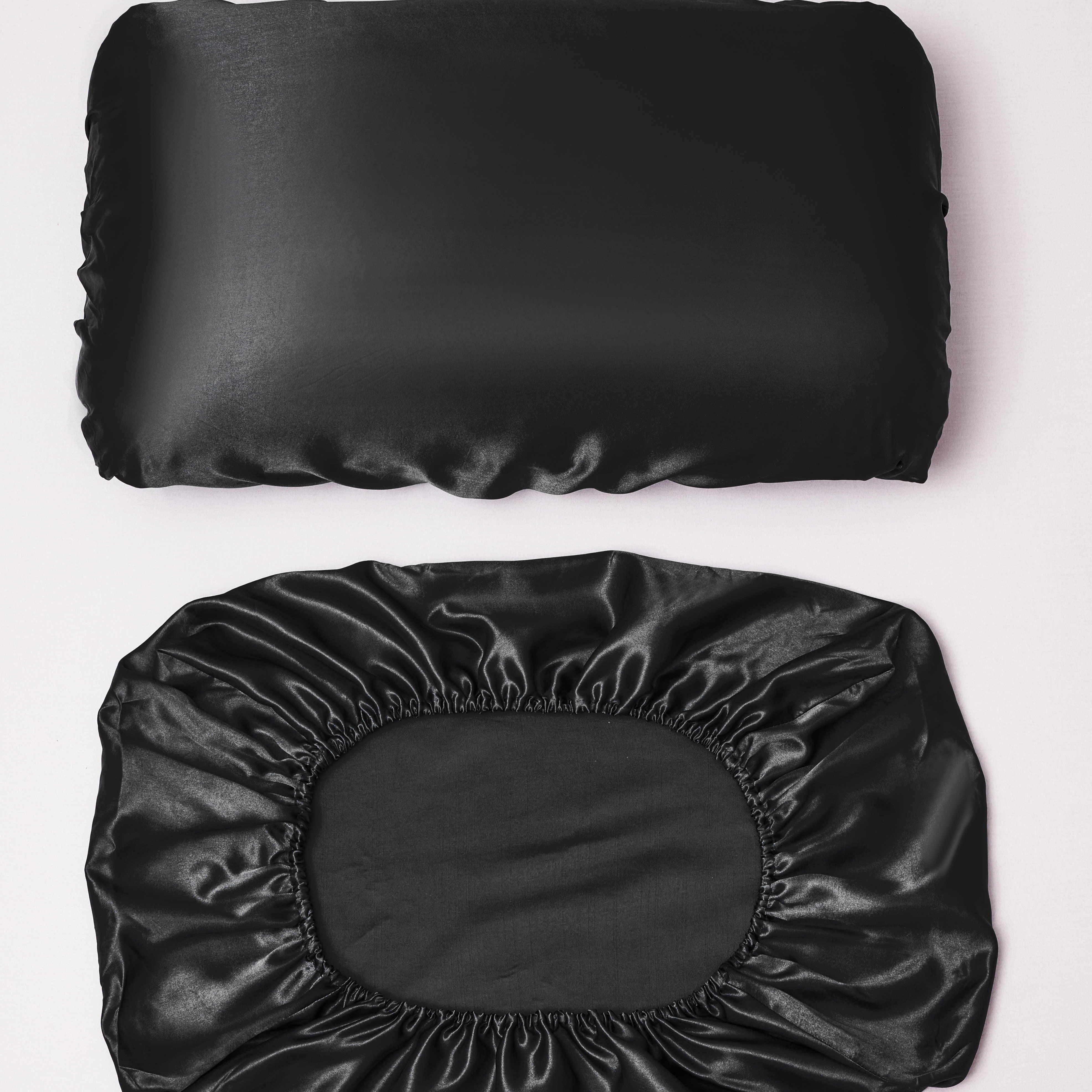 Satin Pillowcases Set of 2 with Elastic Bands, Soft Non-Slip Fabric for Bedroom