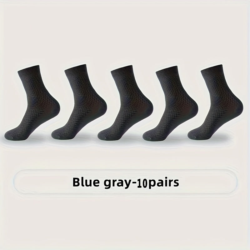 Men's Bamboo Fiber Crew Socks 10 Pack Breathable Comfortable Casual Business