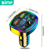 Wireless Car FM Transmitter with Dual USB-C Ports ABS Material for Vehicles