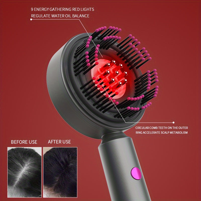 Electric Scalp Massager Comb with 1400mAh Battery 3 Modes Interchangeable Heads Ergonomic Design