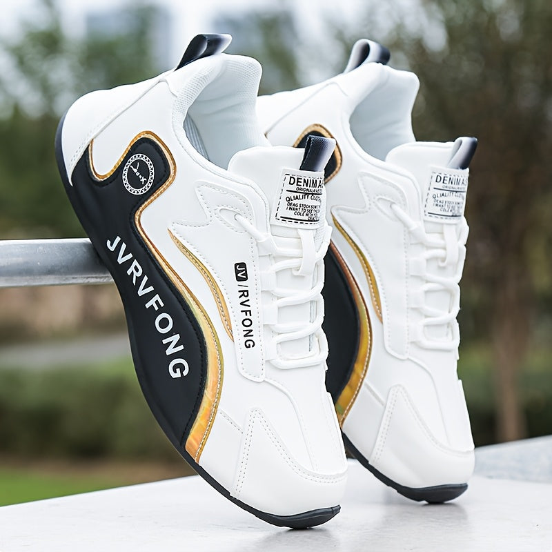 Zapatos casuales de skate para hombre de color sólido, de caña baja, con cordones, tela transpirable, plantilla y suela de PU