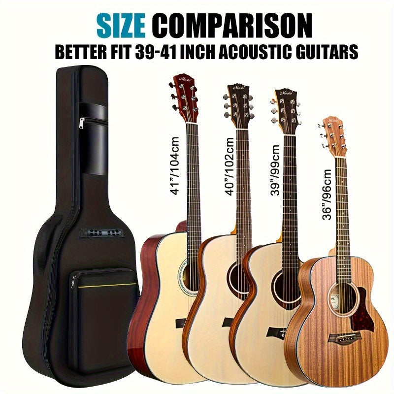 Estuche negro para guitarra con acolchado de 104,14cm, resistente al agua, tela, correas ajustables para el hombro