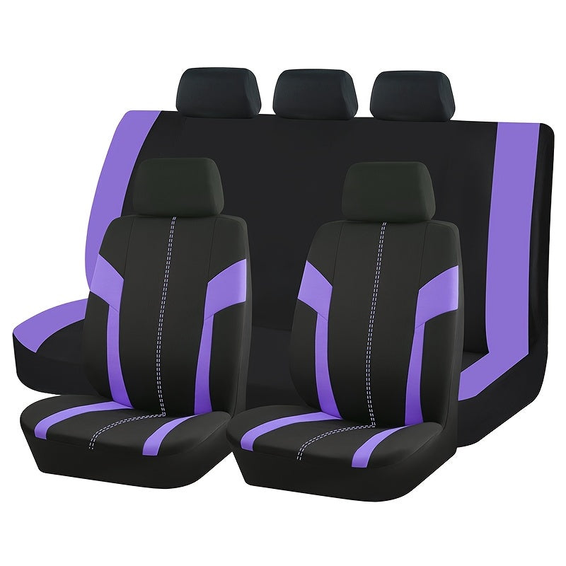 Pink Car Seat Cover Set for Women 9pcs Airbag Compatible Plush Polyester