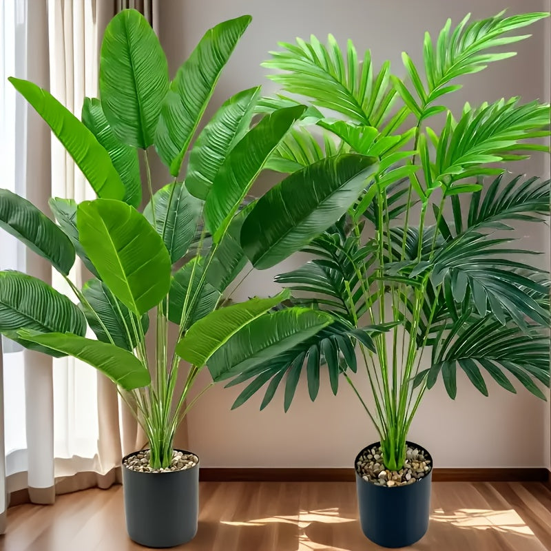 Juego de 2 plantas de palma artificial para decoración de hogar y oficina primavera verano plástico
