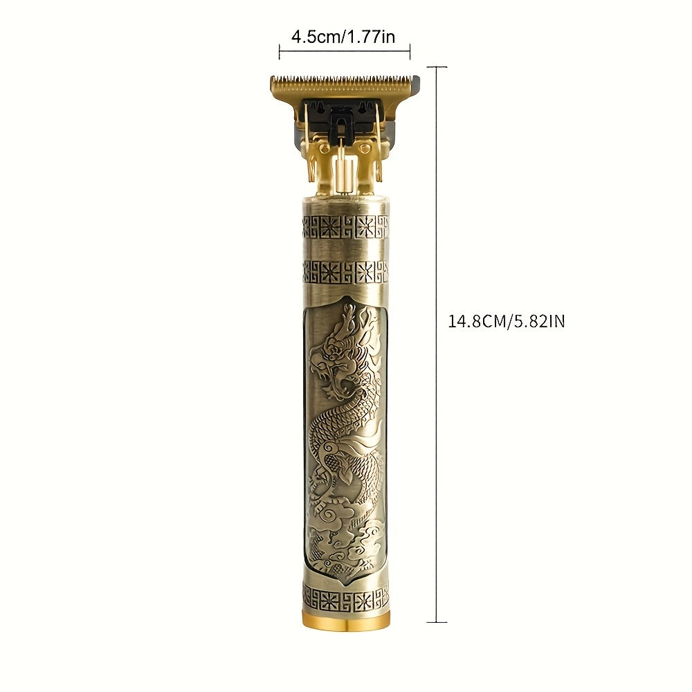 Wireless USB charging trimmer with T-shaped blade and indicator comb for men