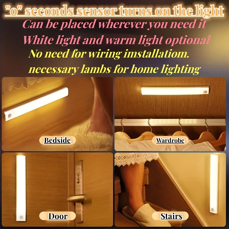 LED Motion Sensor Cabinet Light Wireless Rechargeable Under Counter Closet Night Lighting
