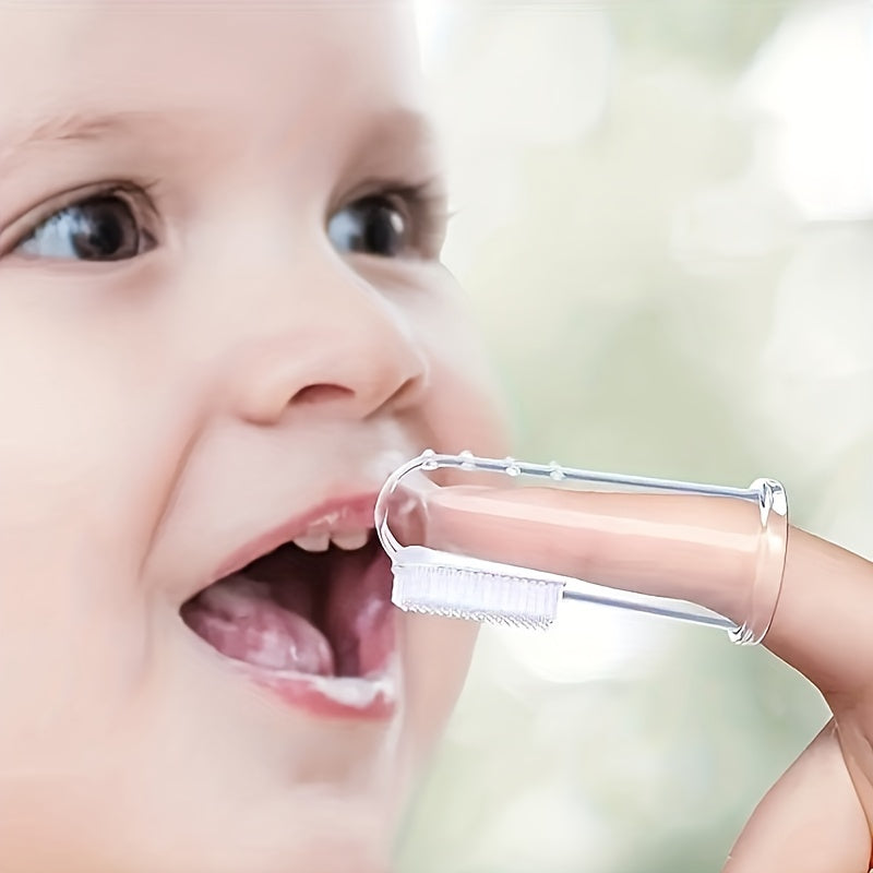 Baby Silicone Finger Toothbrush for Infants Toddlers Pink Blue Transparent