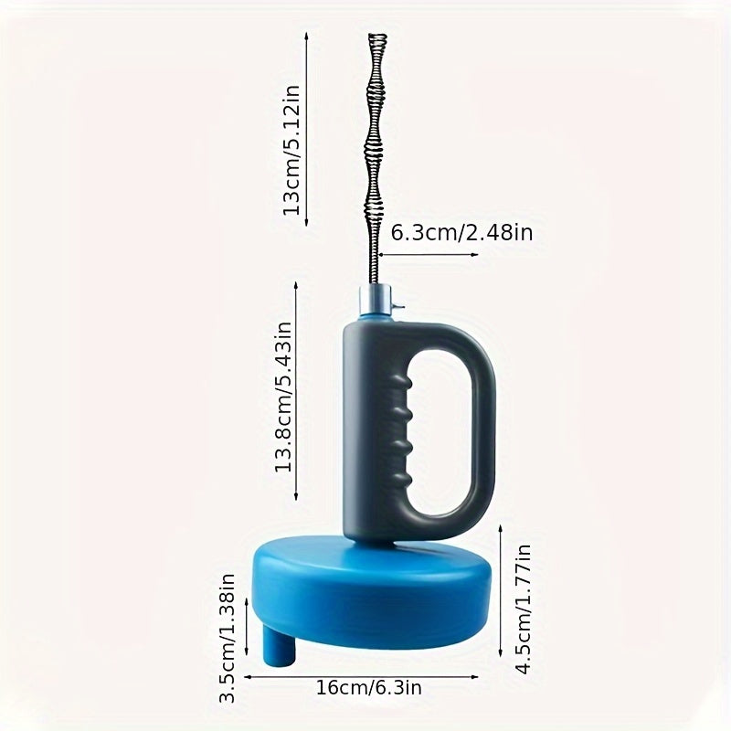 Steel Wire Hand Operated Pipe Dredger for Sewer Toilet Kitchen Cleaning Blue