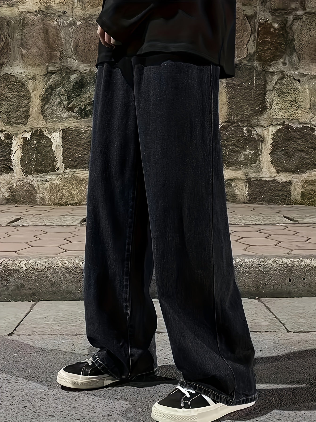 Men's Straight Leg Denim Jeans Casual Washed Mid-Length Solid Color Non-Stretch