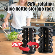 Estante de almacenamiento para botellas de especias con rotación de 360° que sostiene de 12 a 20 frascos, organizador de cocina