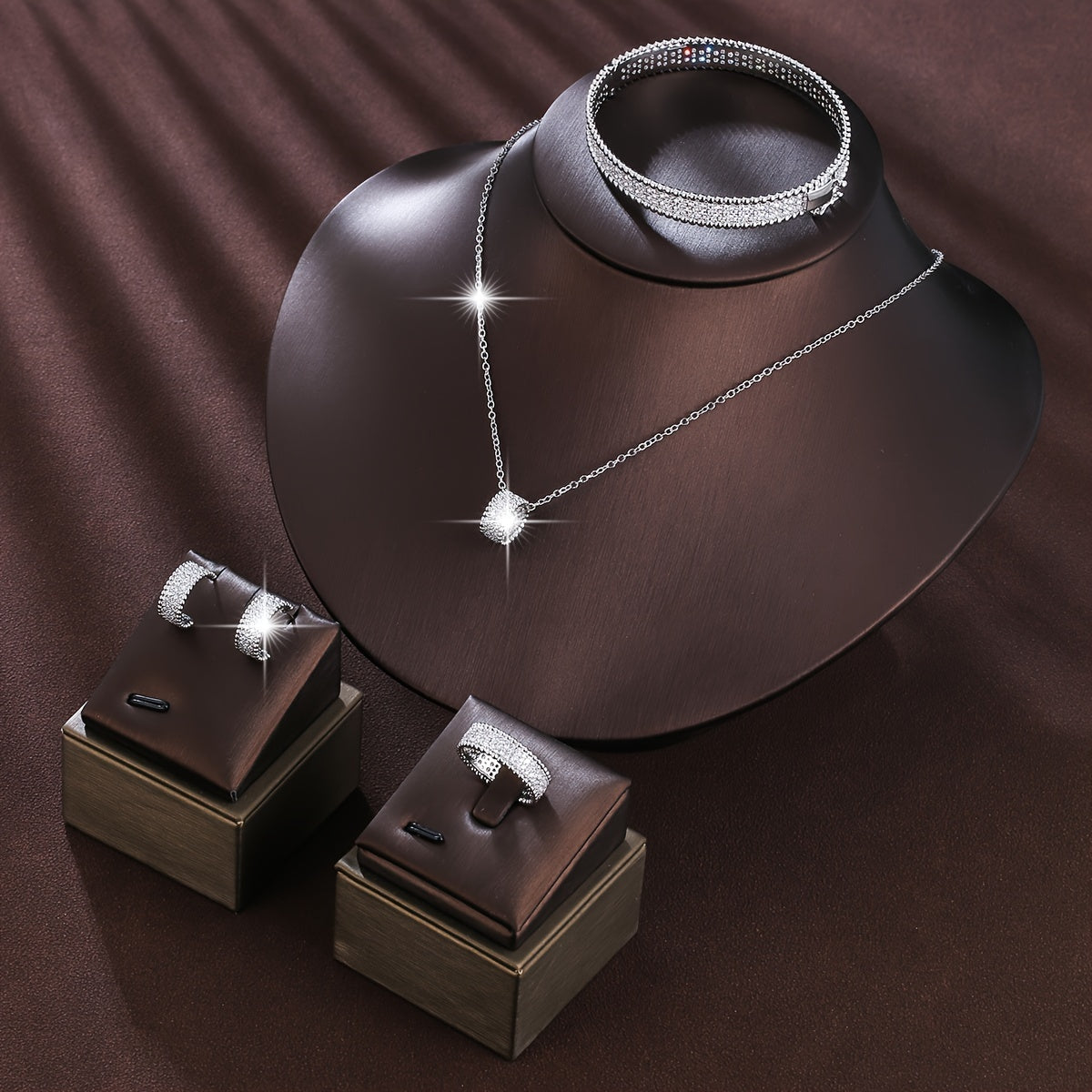 Girls Jewelry Set with Rings Earrings Necklace and Bracelets Silver Style