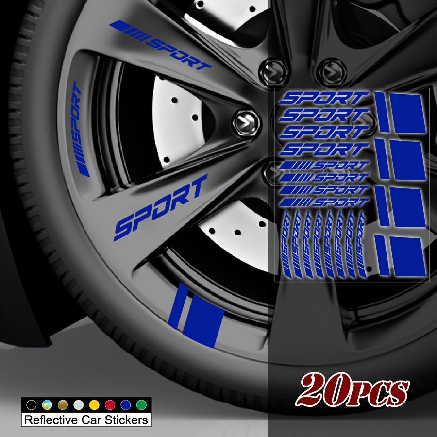 20 шт. отражающих виниловых наклеек на диски автомобиля, самоклеящиеся гоночные наклейки