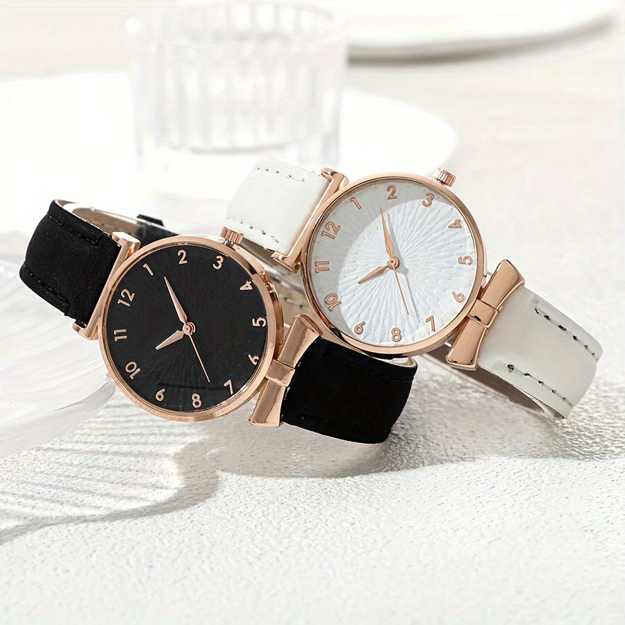 Женские прямоугольные аналоговые кожаные наручные часы с rhinestones, 2 шт.